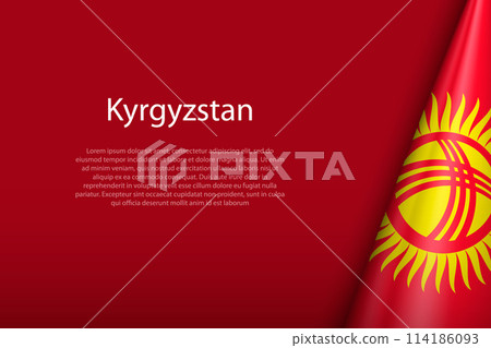 Kyrgyzstan national flag isolated on background with copyspace 114186093