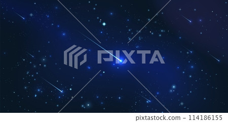 Space with stars and comets. Galaxy background. Space stars, Celestial panorama, Night universe. 114186155