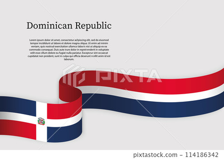 Ribbon flag of Dominican Republic. Celebration background 114186342