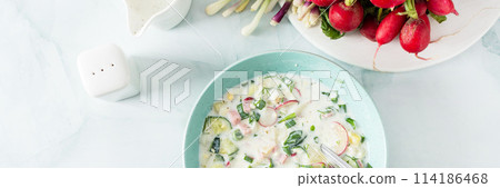 Cold summer soup Okroshka Cold summer soup Okroshka 114186468
