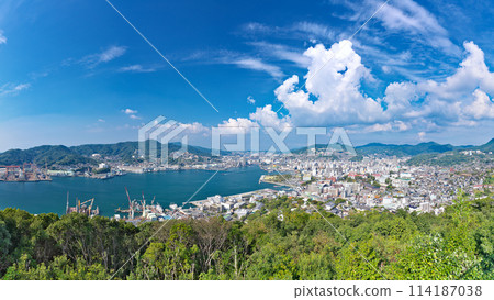 [Overlooking Nagasaki Port from the Nabekanmuriyama Park Observatory] (High resolution version) Izumo 2, Nagasaki City, Nagasaki Prefecture 114187038