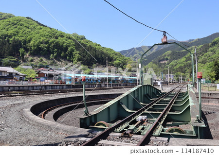 Steam locomotive turntable at Mitakeguchi Station on the Chichibu Railway Steam locomotive turntable at Mitakeguchi Station on the Chichibu Railway 114187410