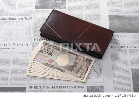 Banknotes and English newspapers Banknotes and English newspapers 114187436