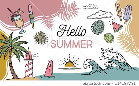 Summer sale, hand drawn illustration. Summer sale, hand drawn illustration. 114187751