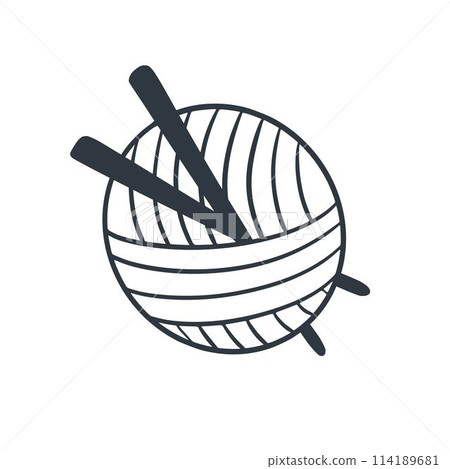 Skein of thread and knitting needles for knitting doodles sketch style Skein of thread and knitting needles for knitting doodles sketch style 114189681