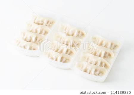 Frozen gyoza on a white background 114189880