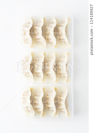 Frozen gyoza on a white background 114189927