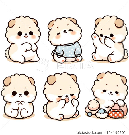 Cute baby dog illustration set 114190201