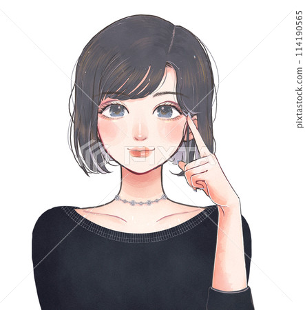 美麗的雙排扣女孩半身像和可愛的妝容 114190565