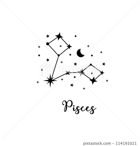 Picses zodiac sign with moon and stars Picses zodiac sign with moon and stars 114191021