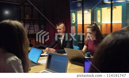 Meeting of businessman investors in perspective company 114191747