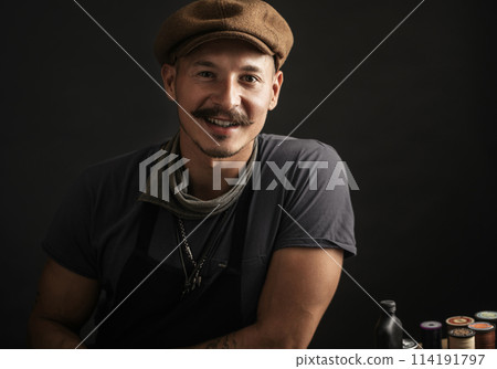 Closeup of confident happy man over studio white background Closeup of confident happy man over studio white background 114191797
