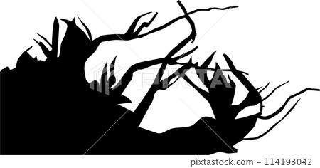 Driftwood silhouette in aquarium 114193042