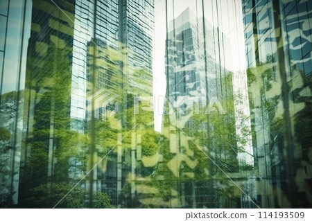 Green city double exposure concept 114193509