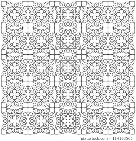 Line pattern design. Black and white vector illustrations. Coloring page 114193565