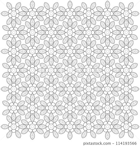 Line pattern design. Black and white vector illustrations. Coloring page 114193566