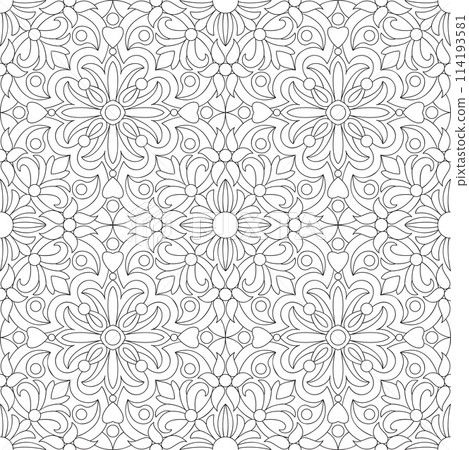 Line pattern design. Black and white vector illustrations. Coloring page Line pattern design. Black and white vector illustrations. Coloring page 114193581