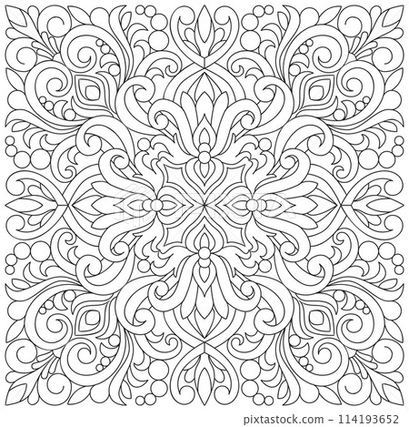 Line pattern design. Black and white vector illustrations. Coloring page Line pattern design. Black and white vector illustrations. Coloring page 114193652