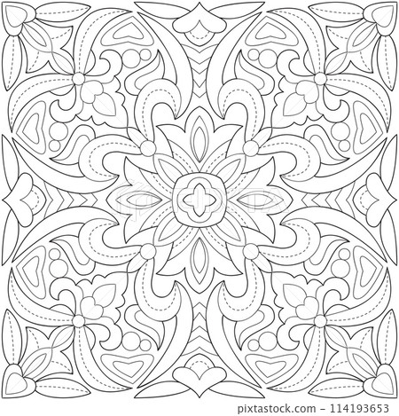 Line pattern design. Black and white vector illustrations. Coloring page Line pattern design. Black and white vector illustrations. Coloring page 114193653