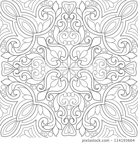 Line pattern design. Black and white vector illustrations. Coloring page Line pattern design. Black and white vector illustrations. Coloring page 114193664