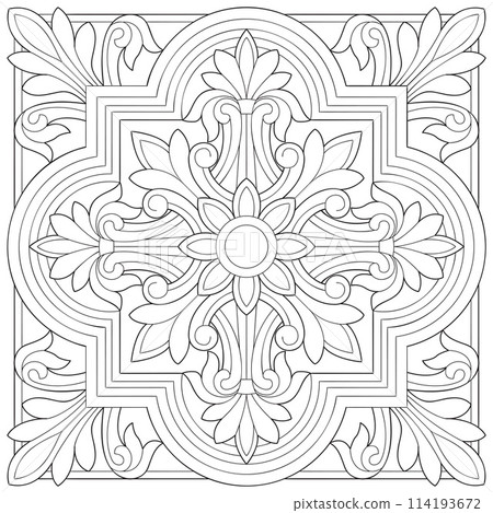Line pattern design. Black and white vector illustrations. Coloring page Line pattern design. Black and white vector illustrations. Coloring page 114193672