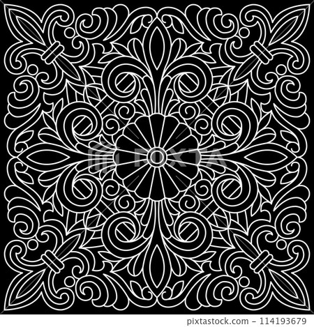 Line pattern design. Black and white vector illustrations. Coloring page Line pattern design. Black and white vector illustrations. Coloring page 114193679