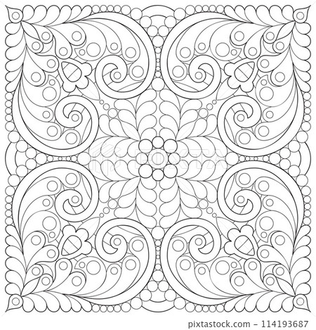 Line pattern design. Black and white vector illustrations. Coloring page Line pattern design. Black and white vector illustrations. Coloring page 114193687