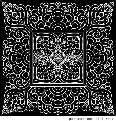 Line pattern design. Black and white vector illustrations. Coloring page 114193704