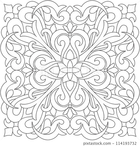 Line pattern design. Black and white vector illustrations. Coloring page Line pattern design. Black and white vector illustrations. Coloring page 114193732