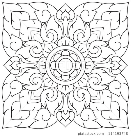 Line pattern design. Black and white vector illustrations. Coloring page Line pattern design. Black and white vector illustrations. Coloring page 114193748