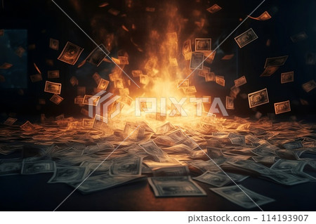 burning gas stove. Generative AI. 114193907