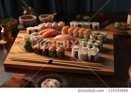 sushi on the table. Generative AI. 114193909