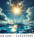 太陽、水面和藍天 114193985