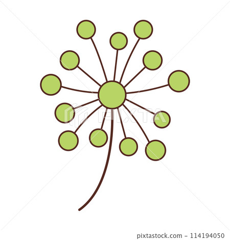 Green Leaf, twig, plant flower doodle Retro flat style isolated on white background. Green Leaf, twig, plant flower doodle Retro flat style isolated on white background. 114194050