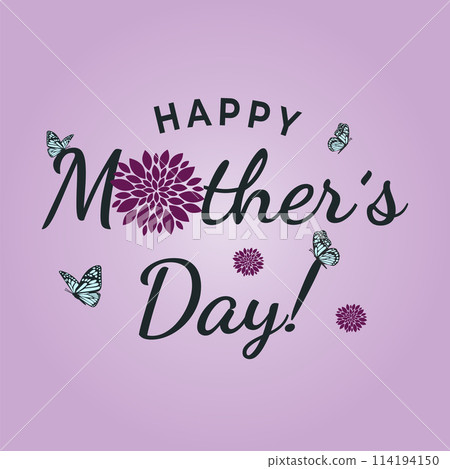 Celebrate Mothers Day with our stunning floral vector design featuring flowers, butterflies, and a heartfelt message on a purple background. Celebrate Mothers Day with our stunning floral vector design featuring flowers, butterflies, and a heartfelt message on a purple background. 114194150