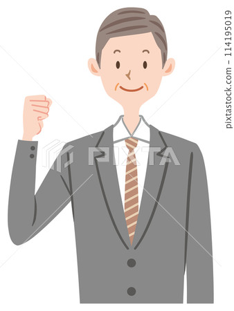 Middle-aged office worker doing a fist pump Middle-aged office worker doing a fist pump 114195019