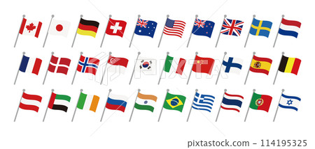 最佳國家國旗圖標集向量圖 114195325