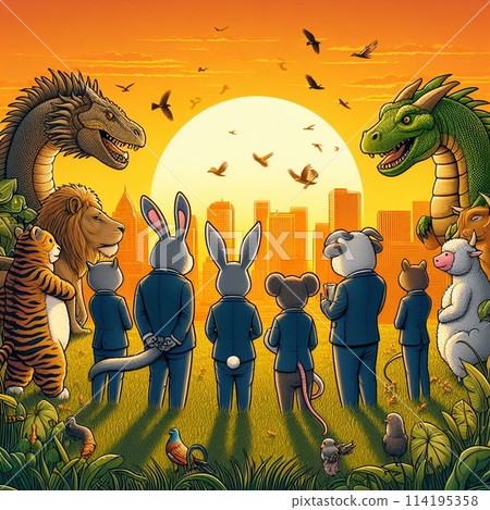 新的群居動物觀看日出 114195358