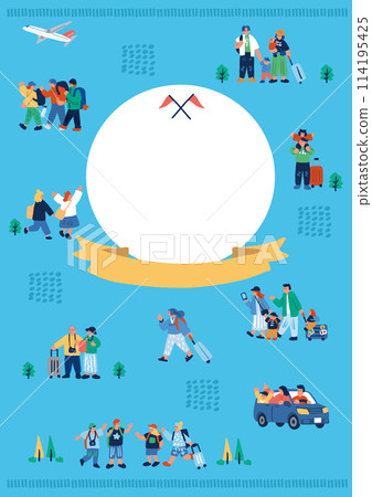 A simple and flat poster of people imagining inbound tourism and travel 114195425