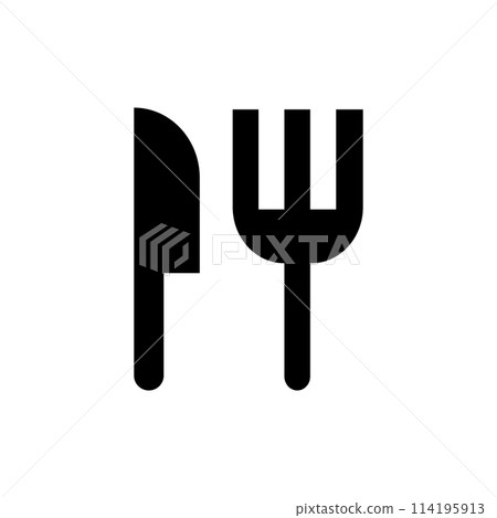 Fork spoon and knife vector icon, cutlery symbol  114195913