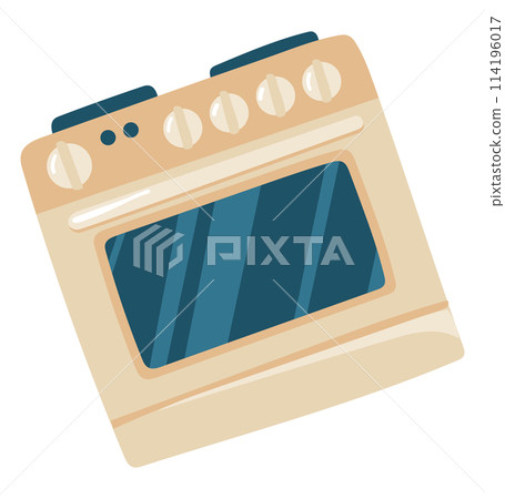 Kitchen stove with oven in flat design. Kitchenware appliance for cooking. Vector illustration isolated. 114196017
