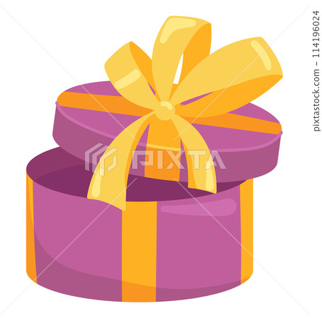 Gift box in flat design. Open present or prize with ribbon and bow. Vector illustration isolated. Gift box in flat design. Open present or prize with ribbon and bow. Vector illustration isolated. 114196024