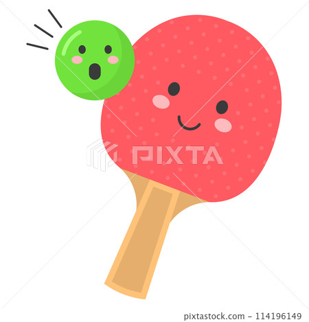 Ball Ping-pong bat smiling cute illustration 114196149