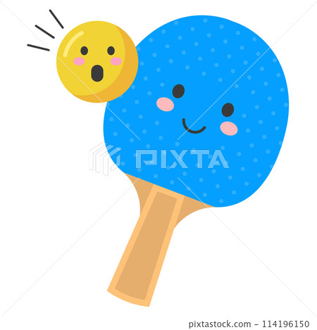 Ball Ping-pong bat smiling cute illustration 114196150