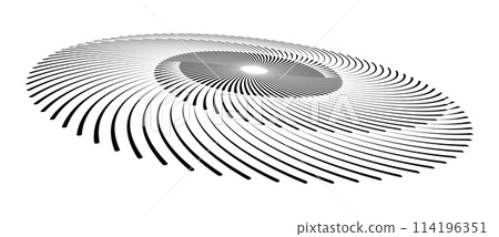 Spiral with black lines as dynamic abstract vector background or logo or icon. Abstract background with lines in circle. Artistic illustration with perspective on white background. Spiral with black lines as dynamic abstract vector background or logo or icon. Abstract background with lines in circle. Artistic illustration with perspective on white background. 114196351