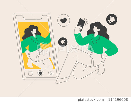 Selfie abstract concept vector illustration. 114196608