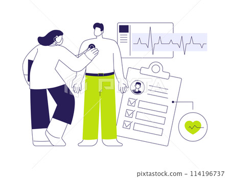 Heart and lung exams abstract concept vector illustration. 114196737