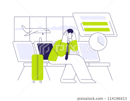 Flight delayed abstract concept vector illustration. 114196813
