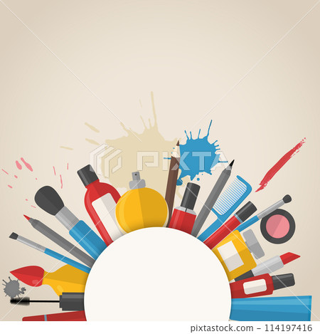 Cosmetic and makeup poster template Cosmetic and makeup poster template 114197416