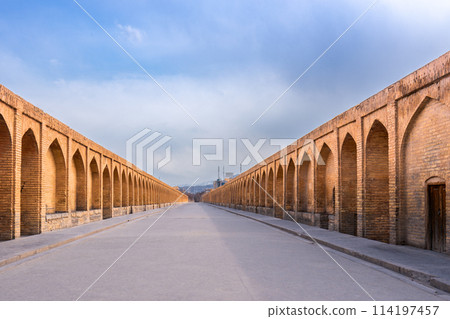 Dusk at the Bridge of 33 Arches(Siosepol bridge), Isfahan, Iran. Dusk at the Bridge of 33 Arches(Siosepol bridge), Isfahan, Iran. 114197457